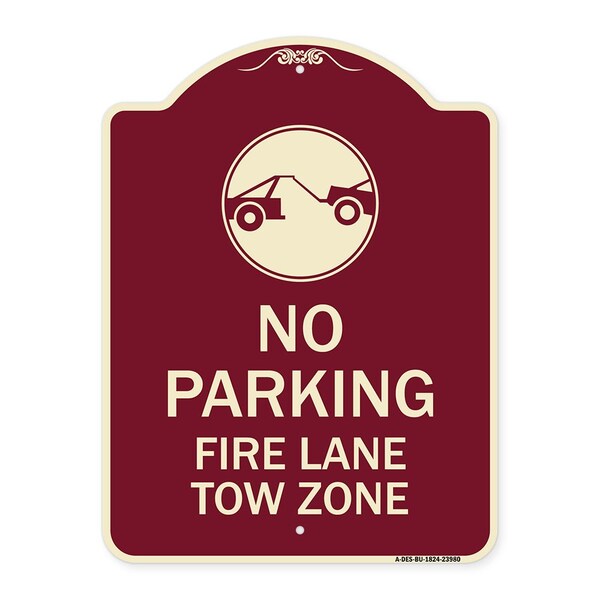 Fire Lane Tow Zone with Graphic Heavy-Gauge Aluminum Architectural Sign, 24" x 18", BU-1824-23980